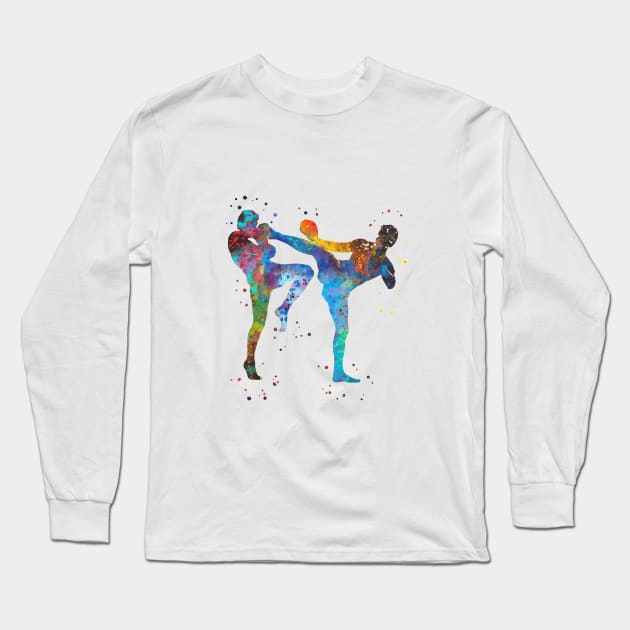 Man muay thai boxing Long Sleeve T-Shirt by RosaliArt